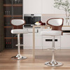 Bar Stools Set of 2 Seat Adjustable Height 24.5-33.5IN - Bentwood Swivel Barstools with Back & Footrest - PU Leather Upholstered