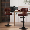 Bar Stools Set of 2 Seat Adjustable Height 24.5-33.5IN - Bentwood Swivel Barstools with Back & Footrest - PU Leather Upholstered