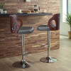 Bar Stools Walnut Bentwood Adjustable Height Leather Modern Barstools with Back Vinyl Seat Extremely Comfy Bar Stool 1 Piece