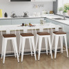 Metal Bar Stools Set of 4 Counter Height Bar Stools Barstools with Removable Back 24" Kitchen Bar Stools with Wooden Seat