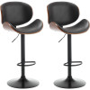 Set of 2, Swivel Adjustable Height Barstools, PU Leather Upholstered Bar Chairs with Footrest, Bentwood Bar Stool for Kitchen