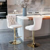 Bar Stools Set of 2, Adjustable Swivel Counter Height Barstools with Back for Kitchen Island, Velvet Upholstered Bar Chairs