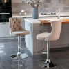 Bar Stools Set of 2, Adjustable Swivel Counter Height Barstools with Back for Kitchen Island, Velvet Upholstered Bar Chairs