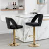 Bar Stools Set of 2, Adjustable Swivel Counter Height Barstools with Back for Kitchen Island, Velvet Upholstered Bar Chairs
