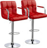 Tall Bar Stools Set of 2 Modern Square PU Leather Adjustable BarStools Counter Height Stools with Arms and Back Bar Chairs 360