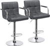 Tall Bar Stools Set of 2 Modern Square PU Leather Adjustable BarStools Counter Height Stools with Arms and Back Bar Chairs 360