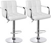 Tall Bar Stools Set of 2 Modern Square PU Leather Adjustable BarStools Counter Height Stools with Arms and Back Bar Chairs 360