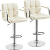 Tall Bar Stools Set of 2 Modern Square PU Leather Adjustable BarStools Counter Height Stools with Arms and Back Bar Chairs 360