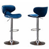 Velvet Adjustable Swivel Bar Stool - Set of 2 - Blue