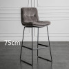 Nordic style back leather bar chair family light luxury iron high stool coffee shop modern simple flannel bar chair