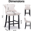 Bar Stools Set of 4 Counter Height, Velvet Upholstered Barstools with Solid Wood Legs, Button Tufted and Nailheads Trim