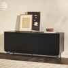 Walker Edison Scandinavian Grooved 4-Door Sideboard 17.75"D X 69"W X 28.75"H Black Bar Table for Home US
