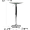 Chad 23.5'' Round Glass Cocktail Table with Adjustable Height Frame, Adjustable Glass Bar Height Table for Events or Home Use,