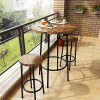 Recaceik 3 Piece Pub Dining Set, Modern Round bar Table and Stools Counter Height Wood Top Bistro Easy Assemble Living Room