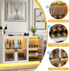 Wine Bar Cabinet w/LED Lights,Floating Coffee Bar w/ Glass Rack,Modern Buffet Sideboard w/ Doors & Storage Shelves, White