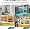 Wine Bar Cabinet w/LED Lights,Floating Coffee Bar w/ Glass Rack,Modern Buffet Sideboard w/ Doors & Storage Shelves, White