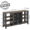 Industrial Wine Bar Cabinet for Liquor and Glasses Wood Coffee Bar With Wine Rack Metal Sideboard and Buffet Cabinet (55 Inch