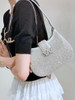 MABULA Rhinestone Bling Women Shoulder Bags Small High Quality Diamond Tote Handbag Luxury Design Half Moon Purse Crossbody Bag