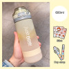 600ml Korean Style Water Bottle With Straw Bpa Free Cup Portable