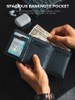 Gebwolf Men Credit Card Holder RFID Blocking Microfiber Leather Magnetic Closure Pop Up Card Wallet with ID Window Coin Pocket