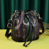 Fashion Snake Pattern Women Crossbody Bags Drawstring Bucket Bag Shoulder Bags Luxury Real Genuine Leather Ladies Handbags