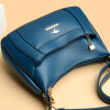 Large Blue Women's Handbags Washable Leather Portable Soft Ladies Shopper Crossbody Bags Multi Pocket Female Zipper Shoulder Bag