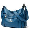 Large Blue Women's Handbags Washable Leather Portable Soft Ladies Shopper Crossbody Bags Multi Pocket Female Zipper Shoulder Bag