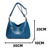 Large Blue Women's Handbags Washable Leather Portable Soft Ladies Shopper Crossbody Bags Multi Pocket Female Zipper Shoulder Bag