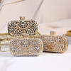 Diamond Evening Clutch Bag For Women Wedding Golden Clutch Purse Chain Shoulder Bag Small Party Handbag With Metal Handle