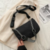 Casual Ladies Crossbody Bags Nylon Chain Bag Women Vintage Black Shoulder Bags Girls Street Armpit Bag Solid Color Handbags 2022