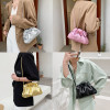 Retro Gold Cloud Bag for Women Luxury PU Leather Pleated Crossbody Handbag Ladies Designer Clutch Clip Single-Shoulder Bag Tote