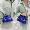 Retro Gold Cloud Bag for Women Luxury PU Leather Pleated Crossbody Handbag Ladies Designer Clutch Clip Single-Shoulder Bag Tote