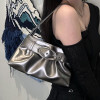 Silver Y2K Vintage Handbag For Women Casual Clutch Tote Bag Ladies Korean Sling Shoulder Bags Leather Zip Purses Underarm Bags