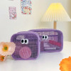 Portable Kawaii Candy Color Clear Mesh Cosmetic Bag Cute Big Eyes Make Up Case Pouch Travel Makeup Case Toiletry Storage Bags