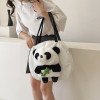 2023 Fashion Cartoon Cute Girl's Heart Plush Little Panda Shoulder Bag Women's New Fashion Trendy Large Capacity Handbag