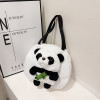 2023 Fashion Cartoon Cute Girl's Heart Plush Little Panda Shoulder Bag Women's New Fashion Trendy Large Capacity Handbag