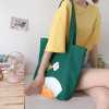 Cute Women's Canvas Shoulder Bag Lovely Duck Embroidery Student Girls School Book Tote Handbags Female Large Shopper Bags