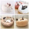 Cat Beds Round Comfy Calming Dog Bed For Cats Soothing Bed Dog Anti Anxiet House For Cat Fleece Marshmallow Cat Bed Cushion