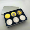 6pcs Bitcoins +metal Box Shiba Dogecoin Gold/silver Coins Collectibles