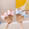 Linen Slippers for Women Big Bow Tie Fashion Indoor Home Slippers