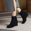 Size 33 43 Women Ankle Boots Autumn And Winter Black Short Boots Wedge