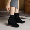 Size 33 43 Women Ankle Boots Autumn And Winter Black Short Boots Wedge