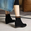 Size 33 43 Women Ankle Boots Autumn And Winter Black Short Boots Wedge
