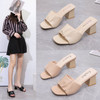 Shoes Slippers Heels Slides Fashion Square Toe Low Slipers Women High Shoes Slippers Heels Slides Fashion Square Toe Low Slipers Women High