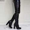 Thigh High Black Boots Heel | Black Thigh High Boots Zipper | Thigh
