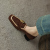Leather Suede+pigskin Loafers | Women Leather Loafers Heel | Loafers