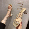 2022 Summer Women's Sandals Fashion Luxury Club Square Toe Rhinestone