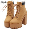 Boots Spring Platform Size 42 | Platforms Lace Ankle Boots | Black