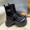 Women's Sock Boots Autumn Fashion Thick Bottom Height Increase Belt