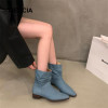 Blue Jean Boots Women's Autumn Shoes Pointed Toe Low Heel Ankle Boots